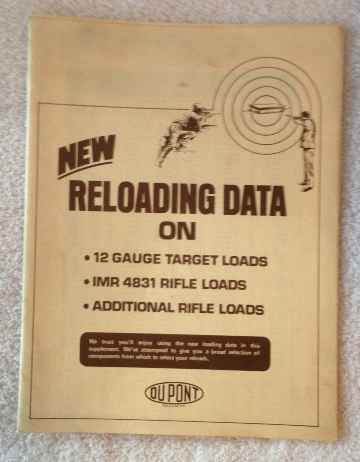DUPONT NEW RELOADING DATA 12 GAUGE TARGET LOADS IMR 4831 RIFLE LOADS A ...