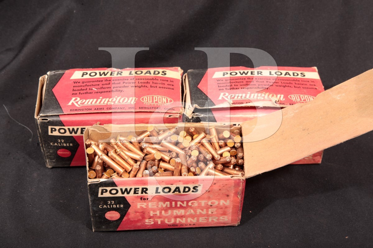 Rare 3x Early 500 Rd. Boxes .22 Cal. Remington Humane Stunners Power