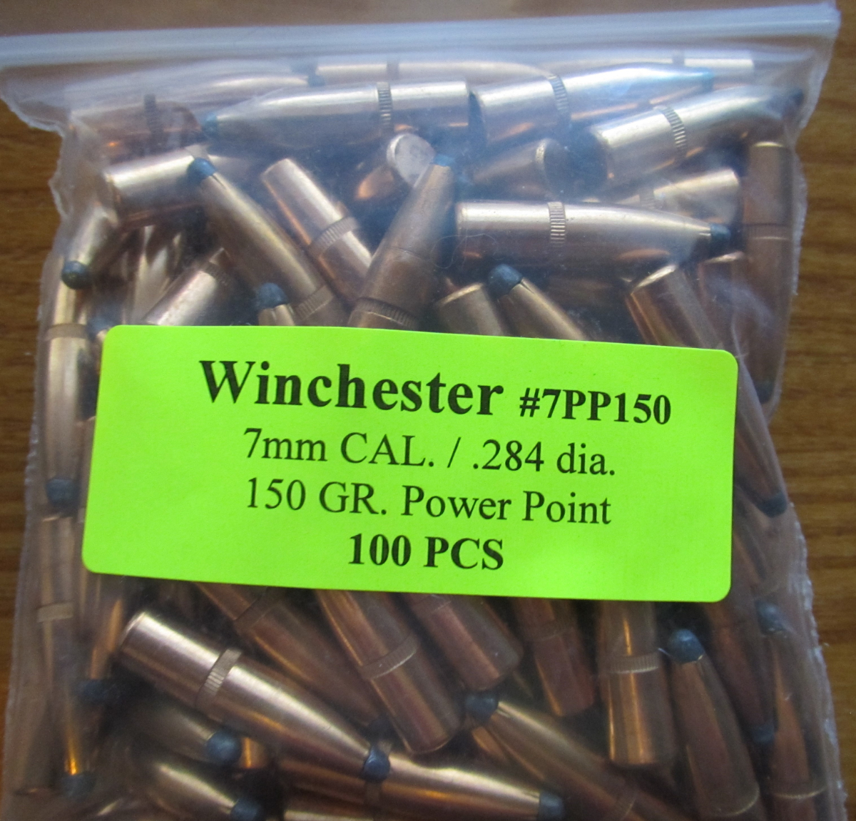 WINCHESTER 7MM / .284 DIA. 150 GR. POWER POINT BULLETS 100 CT POLY BAGGED 7mm Rem. Mag