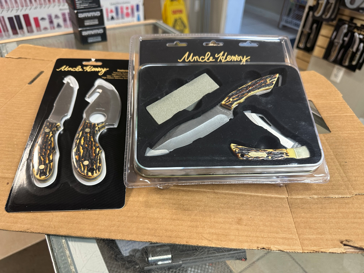 TWO SETS OF SCHRADE UNCLE HENRY KNIFE SETS BOTH BRAND NEW IN PACKAGES